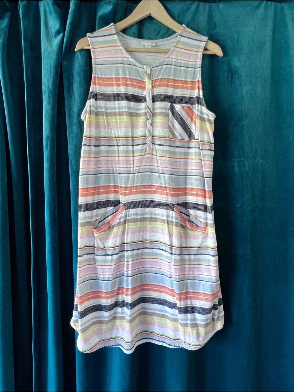 J. Jill Sleeveless Striped Henley Dress - With Pockets!
